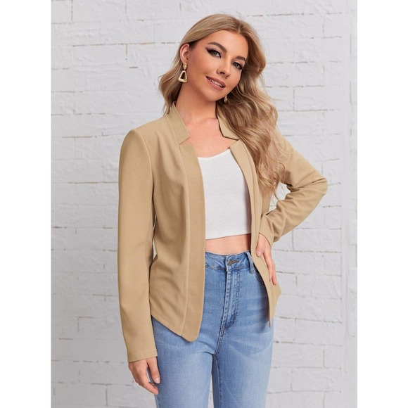 V Notch collar Blazer minimalist jacket white - Picture 7 of 12